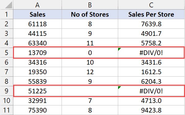 DIV/0 Errors