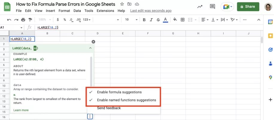 How To Fix Formula Parse Errors