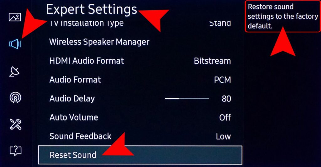 Resetting Sound Settings